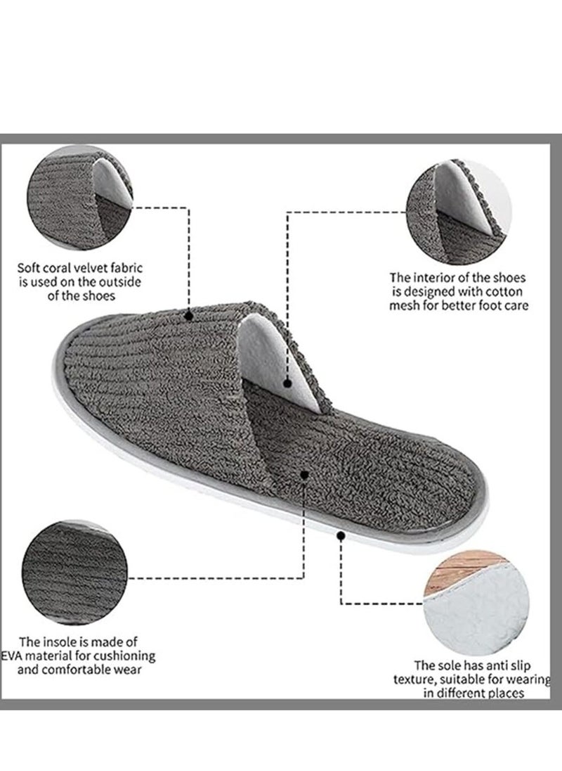 KCDMBUE 5 Pairs Disposable White Spa Slippers for Women and Girls, Soft Guest Slippers for Travel, Home, Hotel, and Party Use (3 Grey + 2 White)  - Image 4