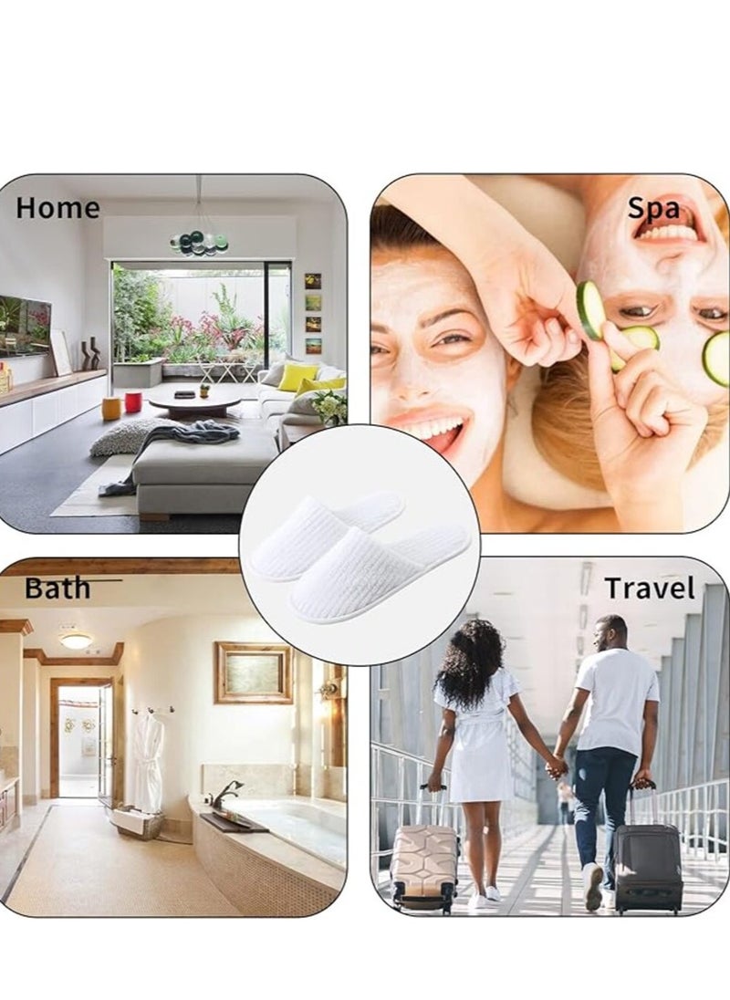 KCDMBUE 5 Pairs Disposable White Spa Slippers for Women and Girls, Soft Guest Slippers for Travel, Home, Hotel, and Party Use (3 Grey + 2 White)  - Image 5