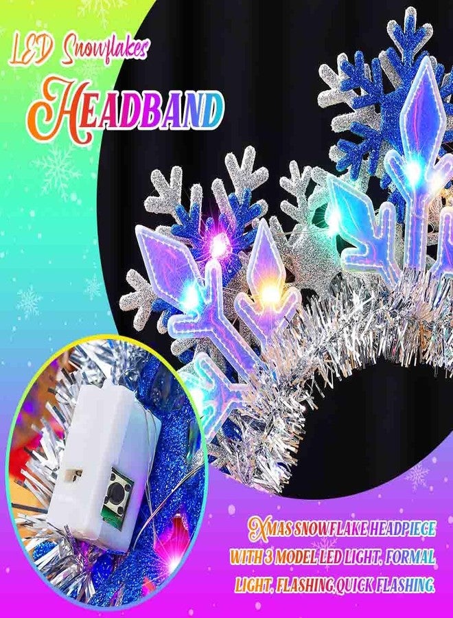 يان طوق رأس مضيء على شكل ندفة ثلجية من Yean، طوق شعر LED لامع لعيد الميلاد، إكسسوارات شعر لامعة للنساء (إضاءة ملونة، مقاس واحد) - Image 5