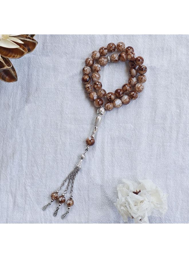 ييكسيا New 10mm 33 Beads Large Flower Bead Drop Tassel Glass Muslim Daily Prayer Beads Middle Eastern - Image 1