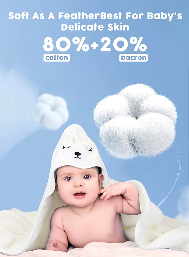 URbazaar Kids Hooded Bath Towel, Super Soft and Absorbent Natural Microfiber for Baby Girls and Boys (White) - Image 3