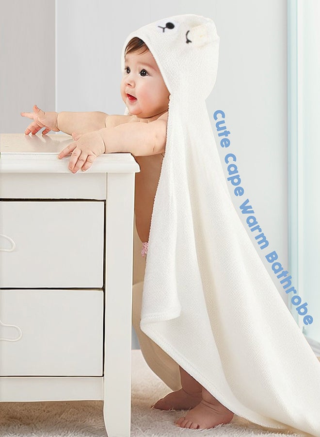URbazaar Kids Hooded Bath Towel, Super Soft and Absorbent Natural Microfiber for Baby Girls and Boys (White) - Image 5