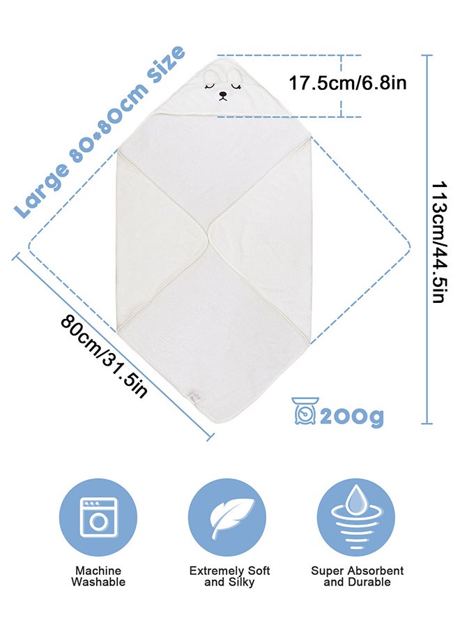 URbazaar Kids Hooded Bath Towel, Super Soft and Absorbent Natural Microfiber for Baby Girls and Boys (White) - Image 2
