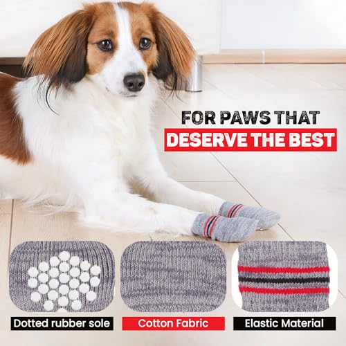 Trixie Non-Slip Socks for Dogs, Paw Protecter, Protect from Small Wounds, Cold Floors and Dusty Furniture, Grey, 4 pcs (XXS-XS)- Color May Vary - Image 5