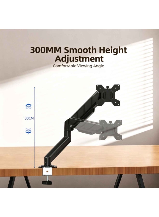 Black Single Monitor Mount for up to 32 in Screens,Fully Adjustable Arms,Monitor Arm,for Ergonomic Height Adjustment,VESA 75x75/100x100,Holds 22 lbs - Image 2