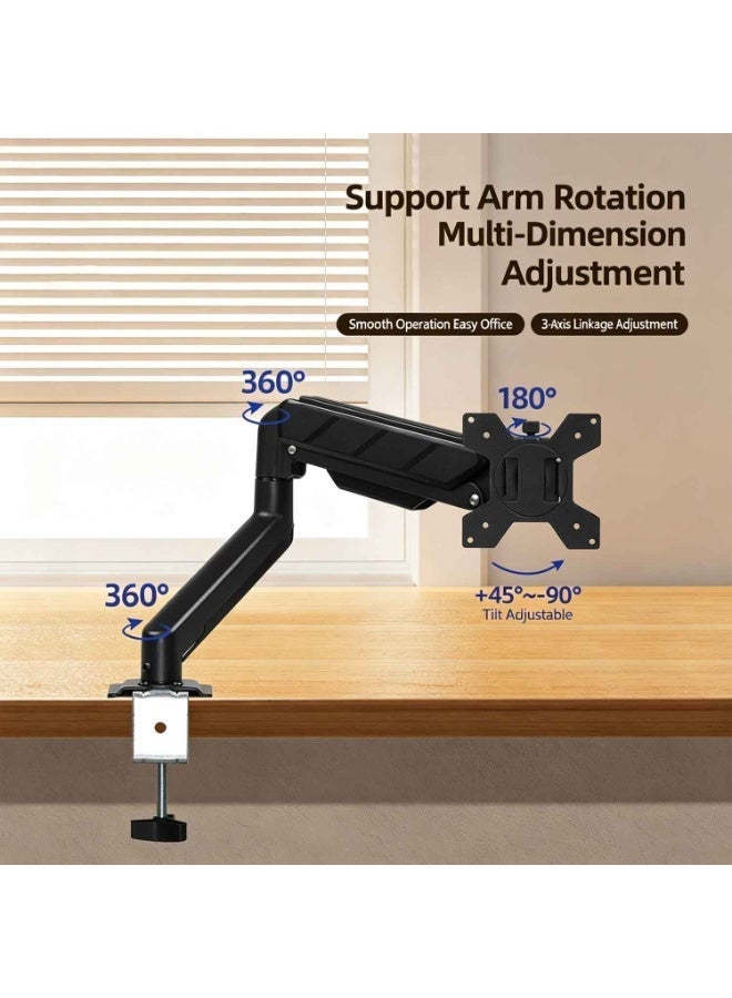 Black Single Monitor Mount for up to 32 in Screens,Fully Adjustable Arms,Monitor Arm,for Ergonomic Height Adjustment,VESA 75x75/100x100,Holds 22 lbs - Image 3