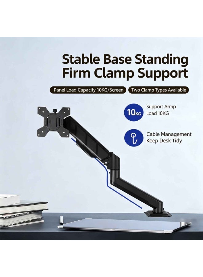 Black Single Monitor Mount for up to 32 in Screens,Fully Adjustable Arms,Monitor Arm,for Ergonomic Height Adjustment,VESA 75x75/100x100,Holds 22 lbs - Image 5