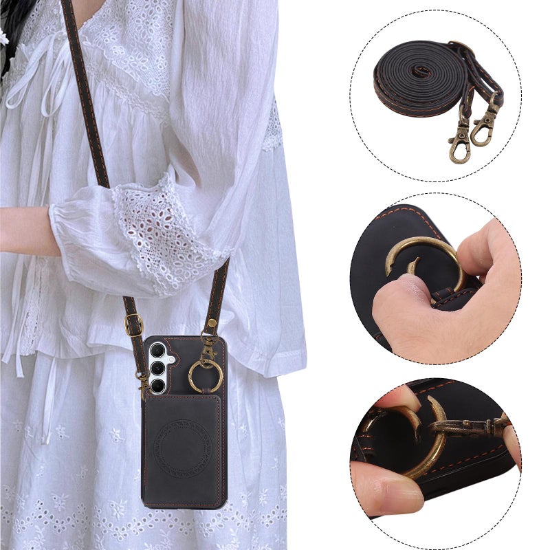 إيروريكس جراب هاتف مزود بحلقة مغناطيسية للسيارة مع حامل للبطاقات لهاتف Samsung Galaxy A55 5G (أسود) - Image 5