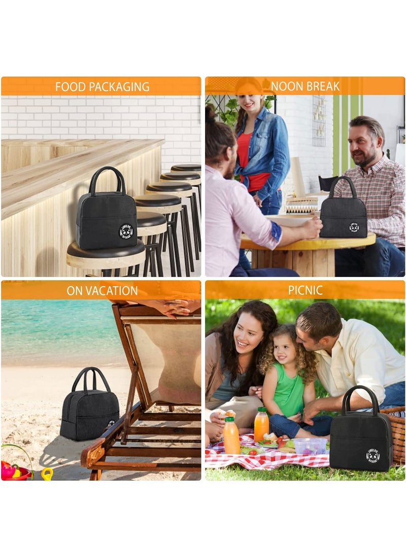 DIVHUK DIVHUK Insulated Lunch Box Bag for Men Lunch Bags for Office Women Leakproof Tiffin Bag Durable Lunch Box Bag for Adults Black  - Image 3