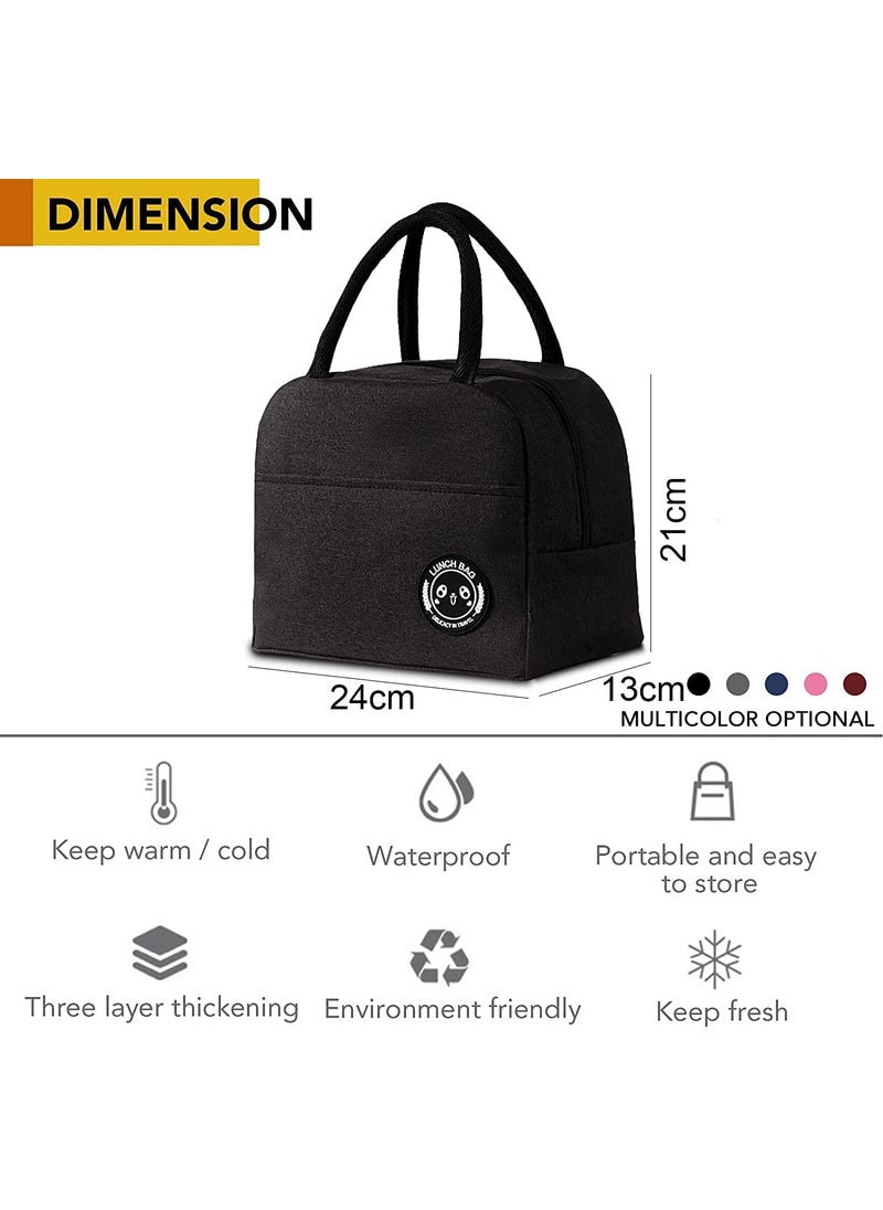 DIVHUK DIVHUK Insulated Lunch Box Bag for Men Lunch Bags for Office Women Leakproof Tiffin Bag Durable Lunch Box Bag for Adults Black  - Image 5