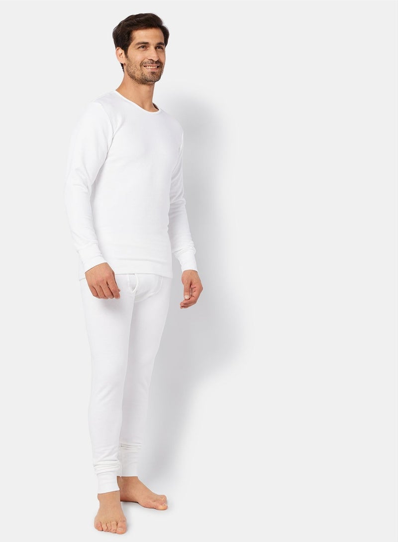 Dice Men's Cotton Thermal Long Underwear Set - White - Image 4
