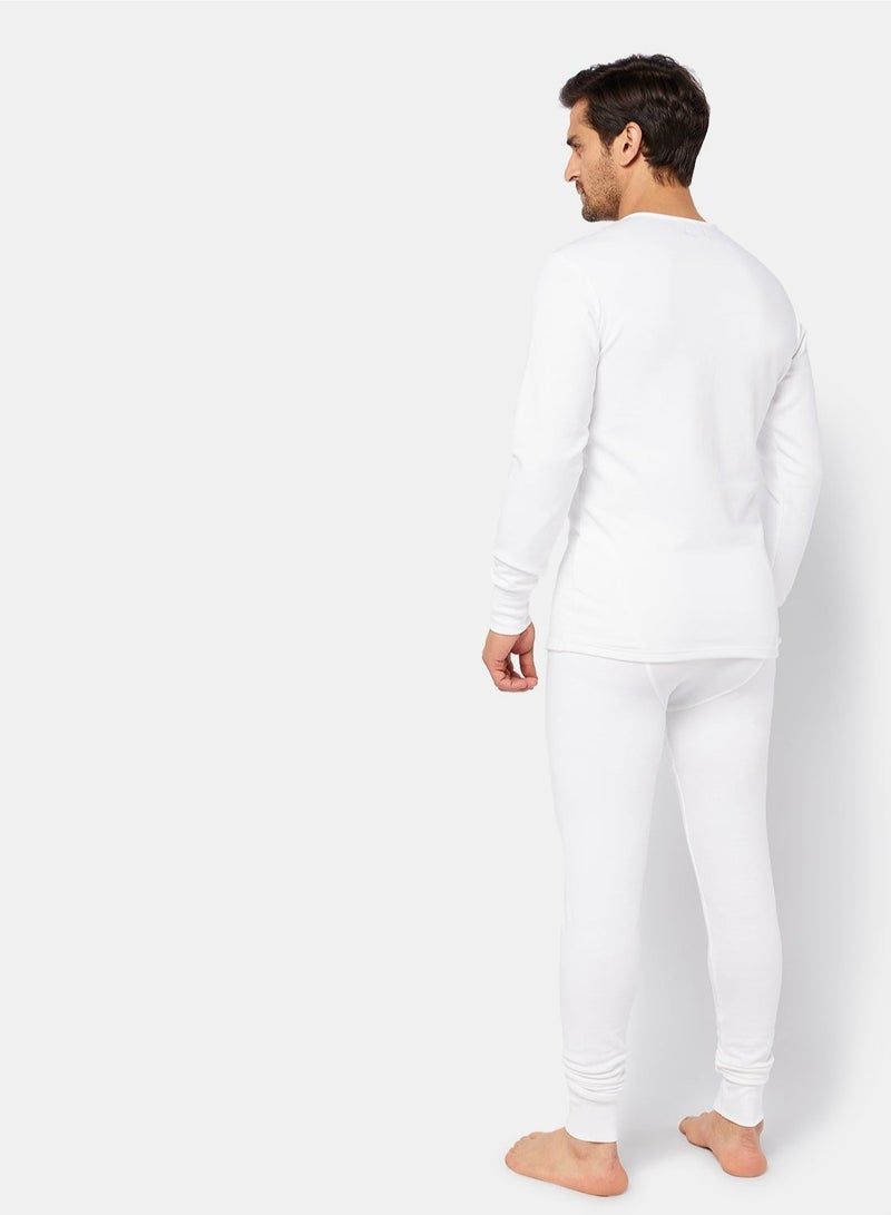 Dice Men's Cotton Thermal Long Underwear Set - White - Image 5