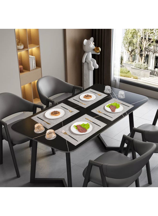2025 Style Leather Placemat Waterproof Oil-Proof Heat Insulation Mat Hotel Premium Table Mat Nordic Ins Style Western Placemat-Color:Right Angle-grey-7#-Specifications:43cm×30cm - Image 3
