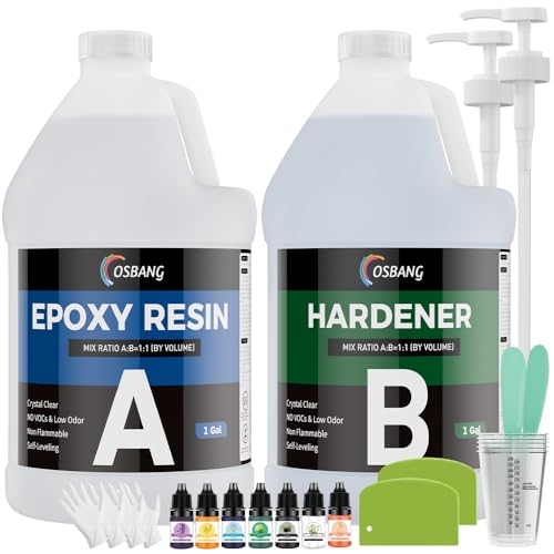 OSBANG Epoxy Resin 2 Gal, Clear Casting Kit for DIY Craft & Beginners, Crystal Clear Epoxy Resin for Casting, Coating, Jewelry Making & DIY, Hard Type No Bubble Non-Yellowing Deep Pour Resin(1 Gal×2) - Image 1