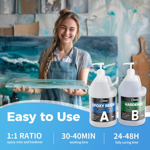 OSBANG Epoxy Resin 2 Gal, Clear Casting Kit for DIY Craft & Beginners, Crystal Clear Epoxy Resin for Casting, Coating, Jewelry Making & DIY, Hard Type No Bubble Non-Yellowing Deep Pour Resin(1 Gal×2) - Image 5
