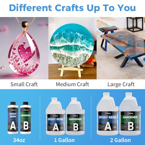 OSBANG Epoxy Resin 2 Gal, Clear Casting Kit for DIY Craft & Beginners, Crystal Clear Epoxy Resin for Casting, Coating, Jewelry Making & DIY, Hard Type No Bubble Non-Yellowing Deep Pour Resin(1 Gal×2) - Image 4
