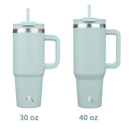 Konokyo 30 oz Tumbler with Handle and 2 Straws,2 in 1 Lid Insulated Water Bottle Stainless Steel Travel Coffee Mug,Blue Haze - Image 3