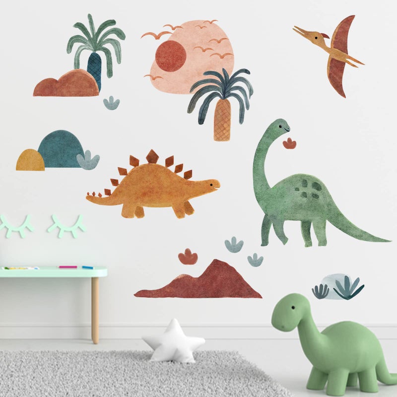 Mfault Boho Dinosaur Wall Decals Stickers Bohemian Dino Hawaii Nursery Decorations Baby Boys Girls Bedroom Playroom Art Neutral Toddlers Kids Room Decor Gifts