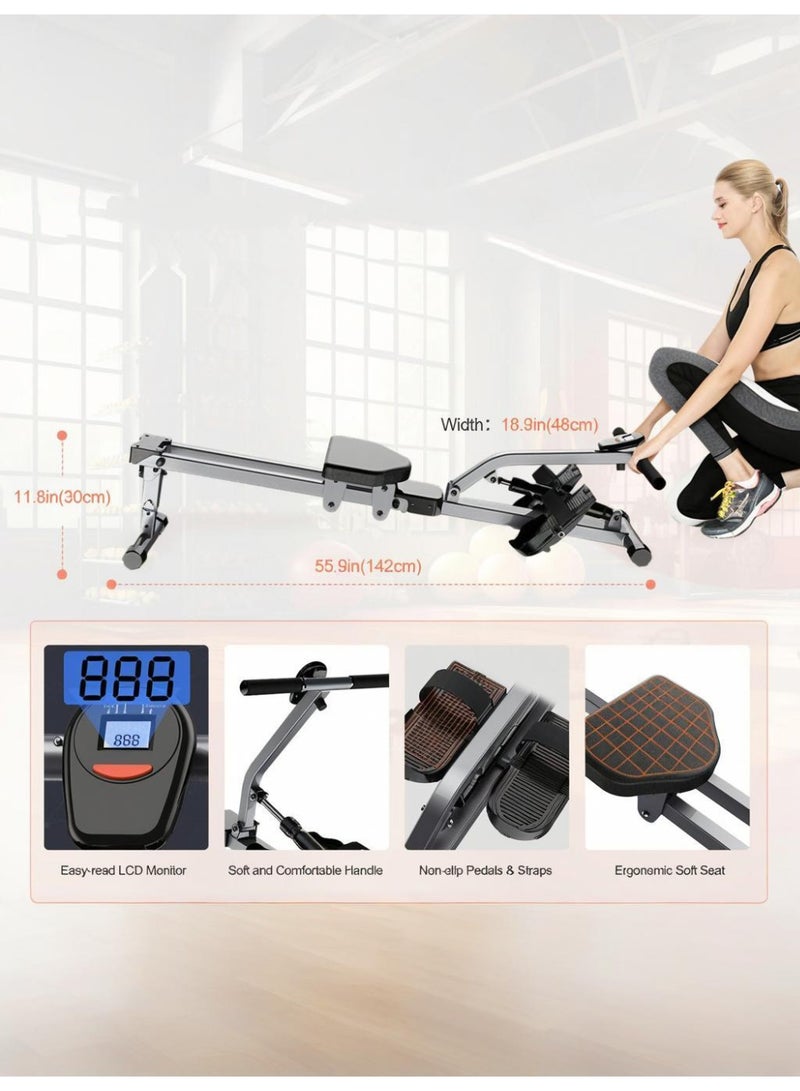 شو وو آلة تجديف، آلة تجديف صغيرة قابلة للتعديل، 12 مستوى من مقاومة تمرين الجسم بالكامل للمنزل، ارتفاع قابل للتعديل، تأثير منخفض - Image 3
