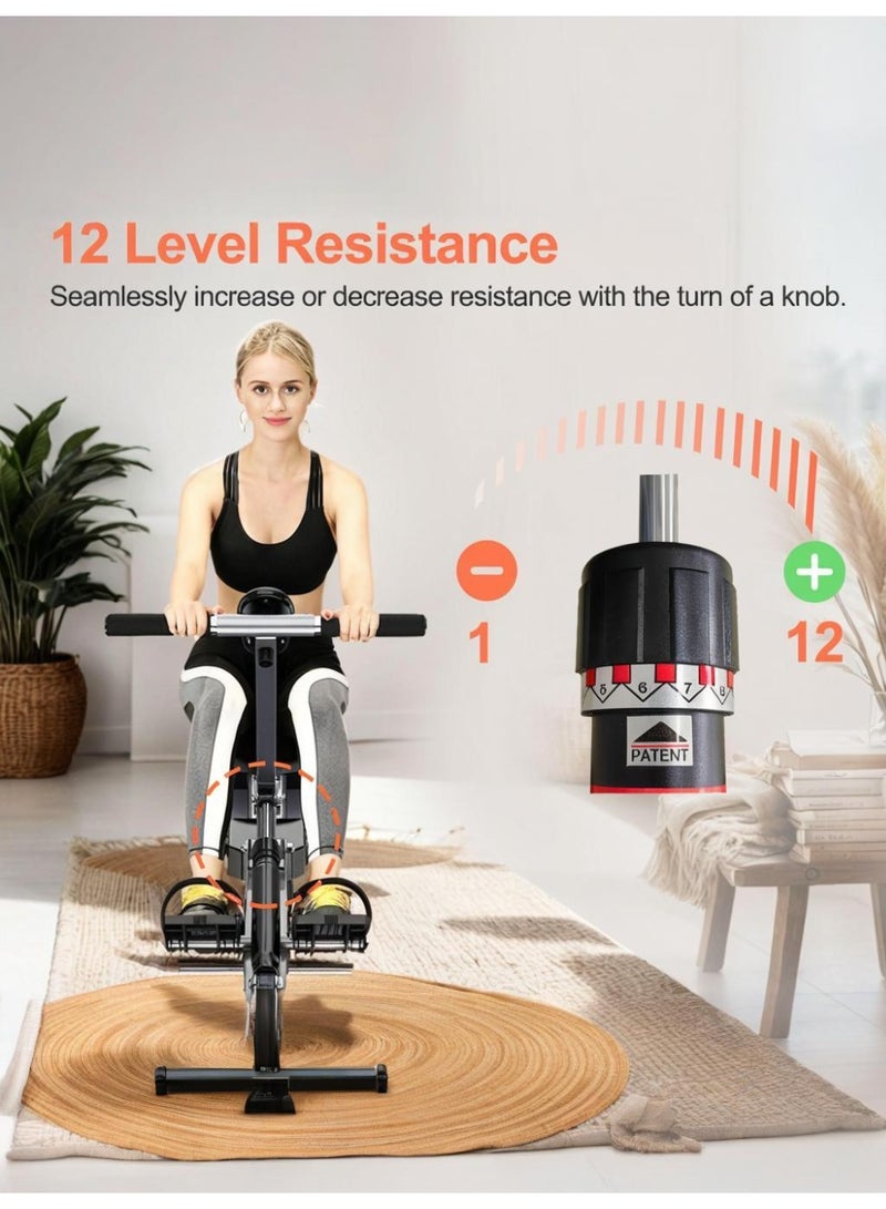 شو وو آلة تجديف، آلة تجديف صغيرة قابلة للتعديل، 12 مستوى من مقاومة تمرين الجسم بالكامل للمنزل، ارتفاع قابل للتعديل، تأثير منخفض - Image 5
