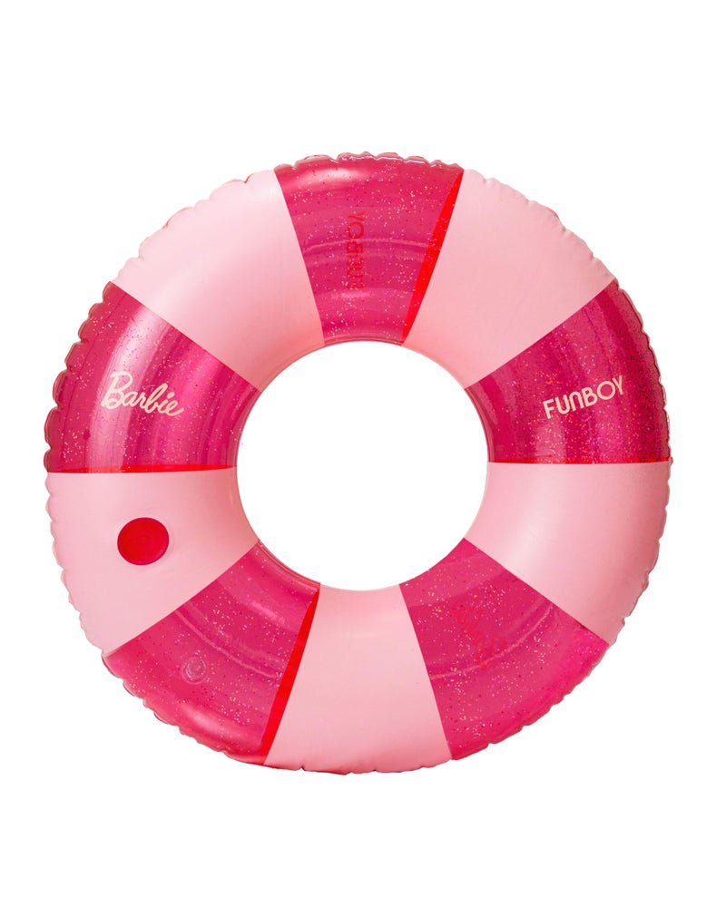 Barbie FUNBOY Vintage Stripe Glitter Tube Ring Pool Float with Cup Holder