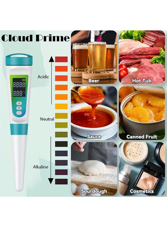 Cloud Prime PH012 مقياس درجة الحموضة للطعام بطارية غير قابلة لإعادة الشحن نطاق 0-12 درجة حموضة - Image 3