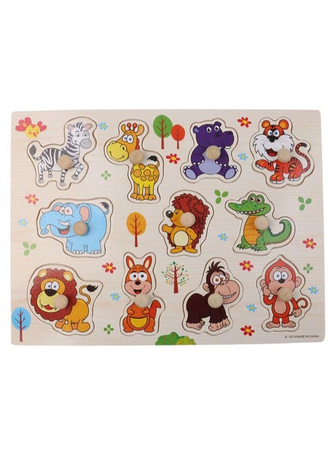 Wooden Peg Puzzle for Boys Girls, Montessori Educational Learning Puzzles Set, Montessori Jigsaw Puzzle Set, Brain Teaser Animal Puzzle for Kids 3 4 5 Years Old, BPA Free Preschool Gifts for Girls and Boys - Image 3