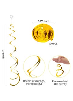 Excefore Gold Hanging Swirl Decorations 30 Pieces of Plastic Streamer Party Swirl Spiral Decorations for Ceiling Wedding Baby Shower Birthday Party Supply Party Decoration Birthday Decoration  - Image 5