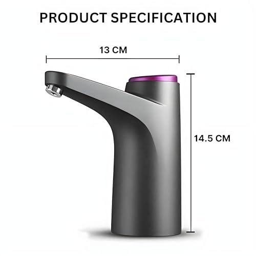 JIALTO Electric Water Dispenser Pump, Portable USB Rechargeable Water Pump with 1200mAh Battery, Automatic Drinking Water Pump for 20 LTR Bottle, Compatible with 2–5 Gallon Jugs, Home, Office (Black) - Image 2