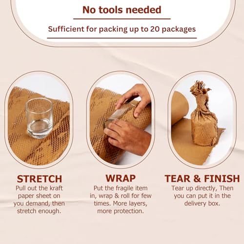 JPPL Honeycomb Paper Sheets for Packaging (390 x 500mm) – Eco-Friendly Wrap, Ready-to-Use Kraft Paper Alternative to Rolls – 20 Sheets | No Cutting Required | Ideal for Gifting, Moving, Shipping - Image 2