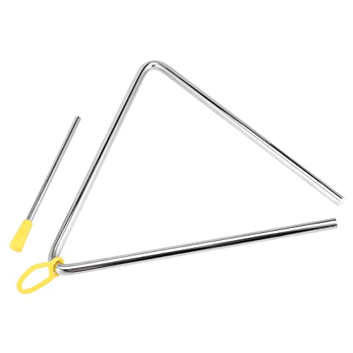 SINJEUN 10 Pack Musical Steel Triangle, 4, 5, 6, 7, 8 Inches Triangle Musical Instrument with Striker and Finger Holder, Triangle Hand Percussion Instrument for Music Learning and Teaching - Image 4
