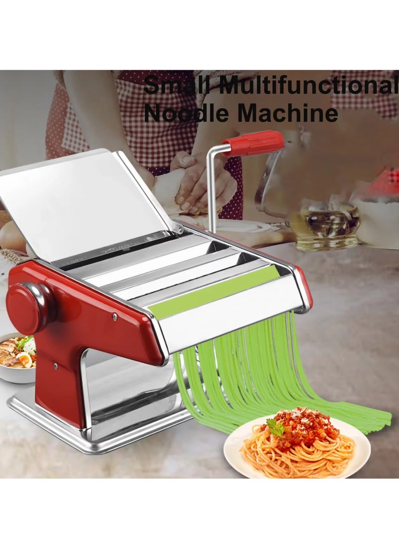 Manual Noodle Making Machine Multi-Kinetic Stainless Steel Household Fresh Multi-Pasta Maker Machine Three Knives Kitchen Tools with Adjustable Setting Sharp Cutter and Hand Crank for Pasta Dumpling Skin Spaghetti Fettuccini Lasagna (Silver)  - Image 5