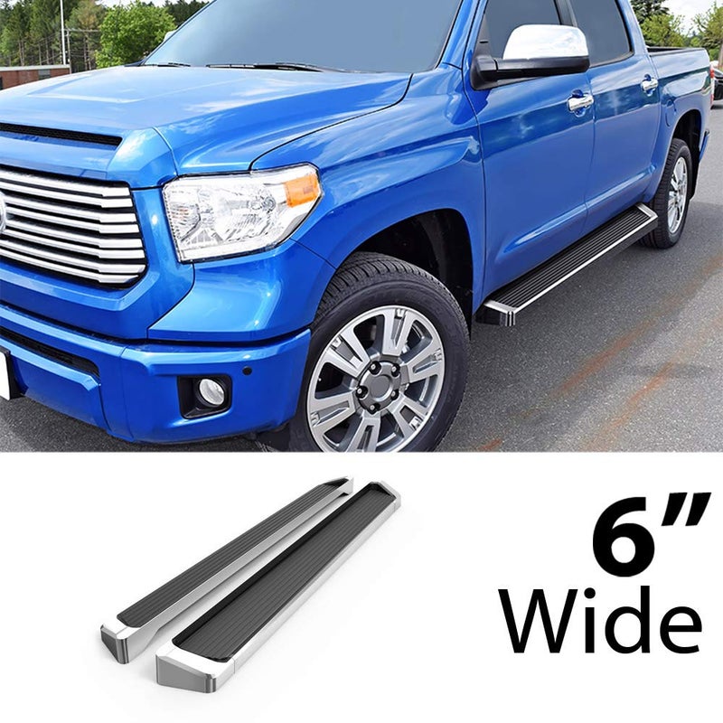 Generic HD Ridez Running Board 6" Silver Compatible with Toyota Tundra 2007-2021 CrewMax (Nerf Bar Side Steps Side Bars)  - Image 2
