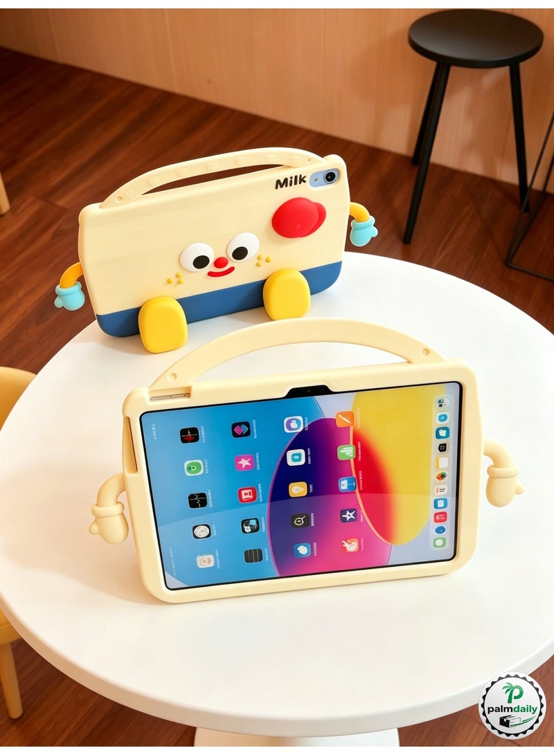 حافظة أطفال كرتونية لأجهزة iPad A16 من الجيل الحادي عشر/iPad من الجيل العاشر، مزودة بمقبض وحامل محمول، وحافظة سيليكون ناعمة ومناسبة للأطفال مع حامل قابل للتعديل ومقاومة للصدمات لأجهزة iPad (A16) من الجيل الحادي عشر مقاس 11 بوصة 2025/iPad من الجيل العاشر مقاس 10.9 بوصة 2022 - Image 2
