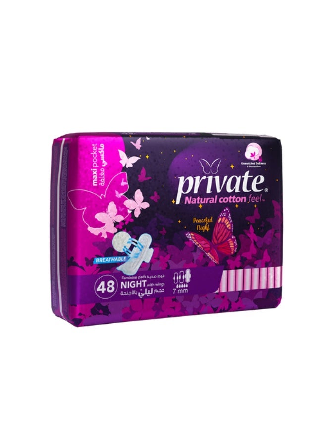 Size night feminine Pads with Wings, 48 ​​Pads