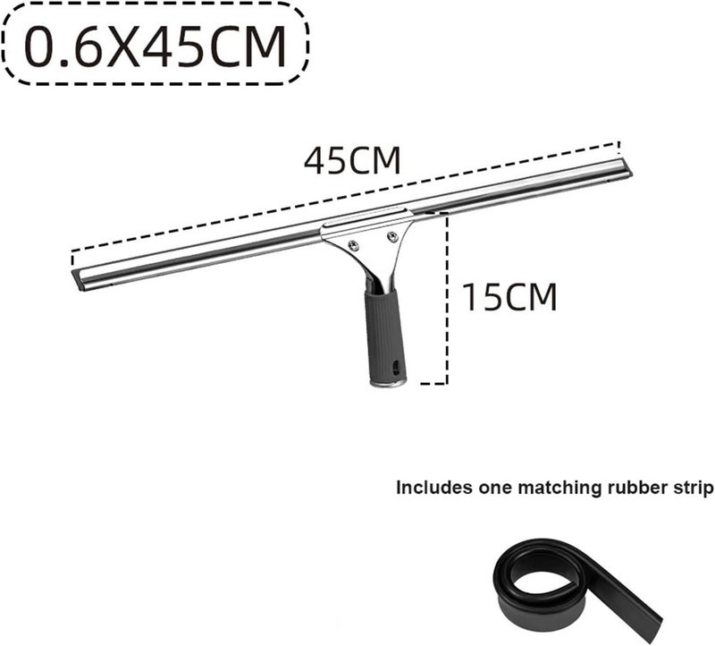 Glass Scraping Artifact Window Brush Cleaning Wiper Single-Sided Floor Squeegee(Black 45cm) - Image 2