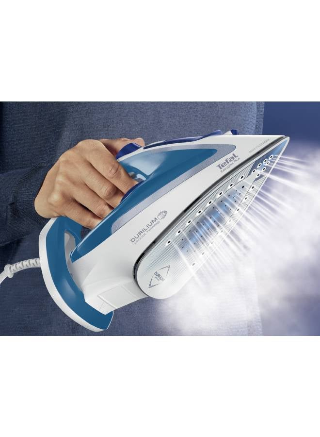 Tefal Easygliss Plus Steam Iron - 220g/min, Durilium Soleplate - 1 L 2700 W FV5751E0 Blue / White - Image 1