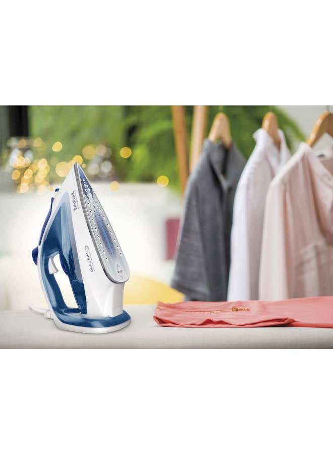 Tefal Easygliss Plus Steam Iron - 220g/min, Durilium Soleplate - 1 L 2700 W FV5751E0 Blue / White - Image 2