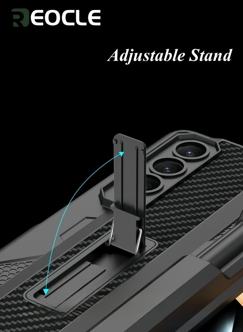 REOCLE Samsung Galaxy Z Fold 3 Case with S Pen Hinges Protect The Built-in Pen Holder with Screen Protector and Stand Drop Protection Case - Image 4