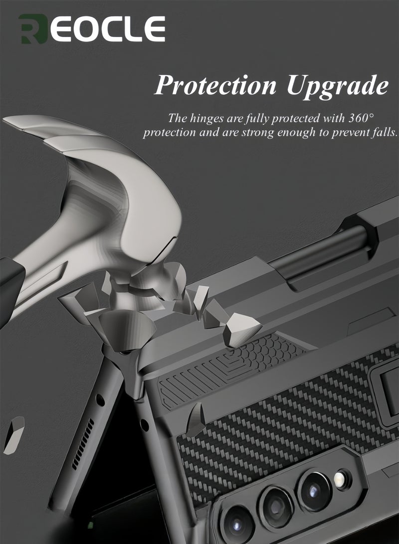 REOCLE Samsung Galaxy Z Fold 3 Case with S Pen Hinges Protect The Built-in Pen Holder with Screen Protector and Stand Drop Protection Case - Image 5