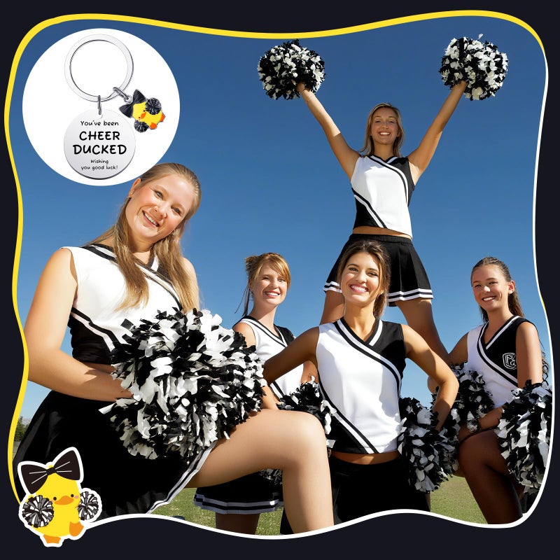 Nosiny 20 Pcs Cheer Gifts Bulk Duck Cheerleader Keychain Team Gift You've Been Cheer Duck Keychain for Team Cheerleader(Black) - Image 5