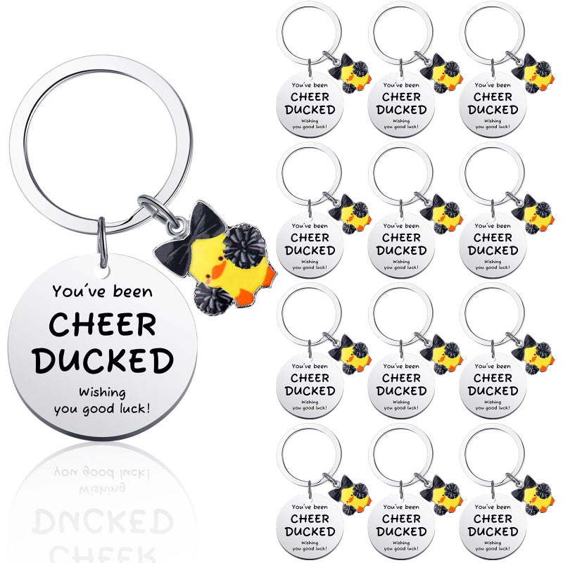 Nosiny 20 Pcs Cheer Gifts Bulk Duck Cheerleader Keychain Team Gift You've Been Cheer Duck Keychain for Team Cheerleader(Black) - Image 1