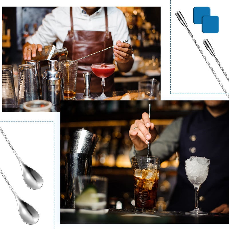 Patelai Wooden Cocktail Drinks Muddler Bar Muddler and 12 Inches Bar Spoon Stainless Steel Shaker Spiral Mixing Spoon for Making Cocktails Mojito Lemonade Drinks Juice - Image 4