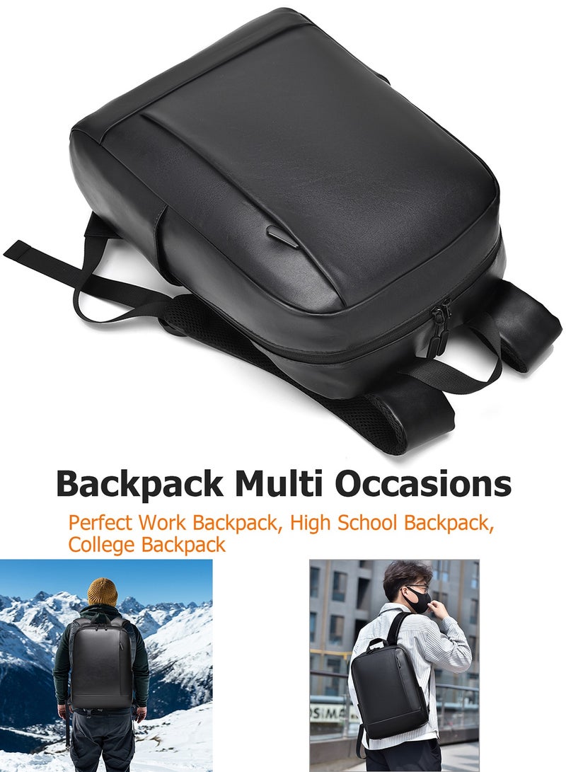 Qiccijoo Laptop Backpack Computer Backpack Fits up to 15.6 Inch Laptop Water-Repellent Travel Backpack Casual Daypack for Business/College/Women/Men(Black) - Image 5