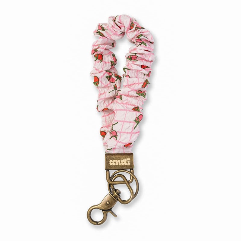 ANDI Wristlet Keychain for Women, Scrunchie Bracelet Key Ring With Clip Closure, Stretchy & Comfortable Wrist Lanyard, Key Chain For Car Keys, ID Cards (Strawberry Fields) - Image 1