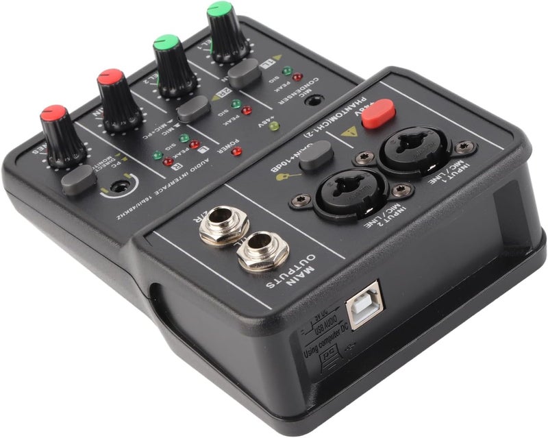 Keenso Compact USB 2 Channels Audio Mixer with High Accuracy 16 BIT Sound Resolution for Music Recording Home Karaoke, Stable Performance Plastic Alloy Material - Image 5