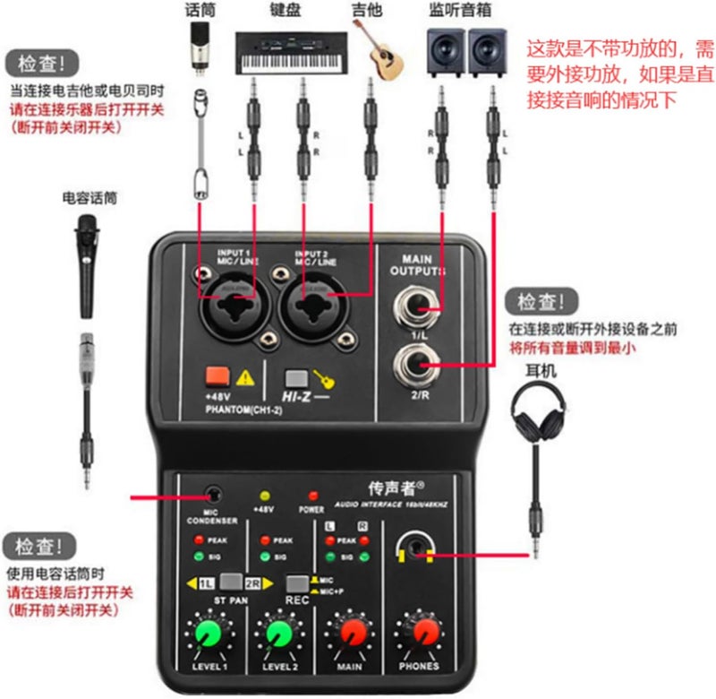 Keenso Compact USB 2 Channels Audio Mixer with High Accuracy 16 BIT Sound Resolution for Music Recording Home Karaoke, Stable Performance Plastic Alloy Material - Image 3