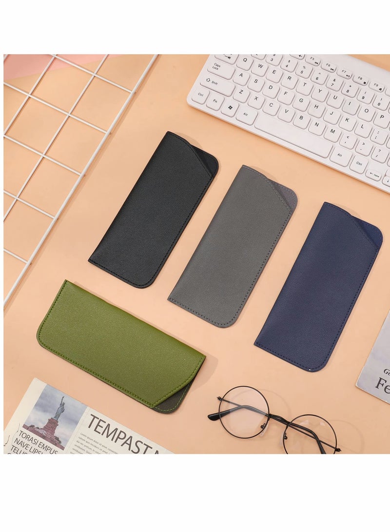 KASTWAVE 4 PCS  Soft Glasses Cases, Reading Glasses Case, PU Leather Sunglasses Spectacles Bag Anti-Scratch Eyeglasses Pouch Case, Eyeglasses Case For Women Men Kids Lady  - Image 3