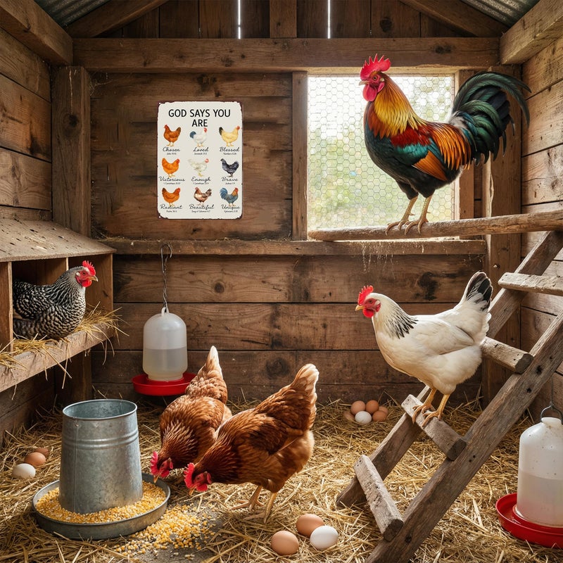 Funnysign Chicken Gifts God Says You Are Amazing Vintage Tin Sign for Chicken Coop Farm Kitchen Garden Yard Decor 8x12 inch (3912) - Image 4