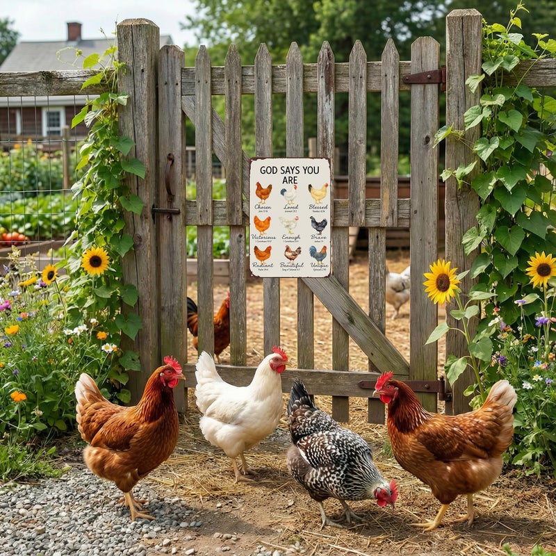 Funnysign Chicken Gifts God Says You Are Amazing Vintage Tin Sign for Chicken Coop Farm Kitchen Garden Yard Decor 8x12 inch (3912) - Image 5
